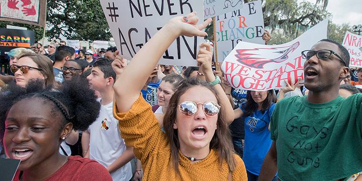 Protesting students from Marjory Stoneman Douglas High School