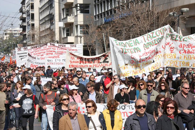 Greek workers on the march in Athens