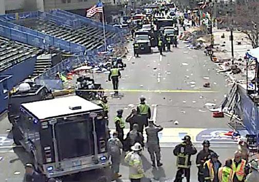 Aftermath of the explosions at the Boston Marathon