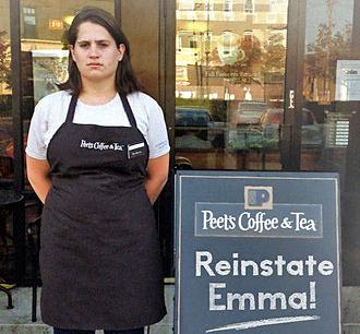 Emma Bell Bern outside the Peet's store where she worked for five years