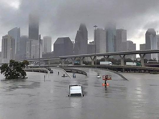 Downtown Houston flooded in the aftermath of Hurricane Harvey
