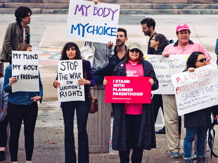 Pro-choice activists rally to defend Planned Parenthood in Los Angeles