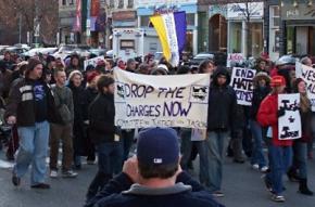 Hundreds of supporters marched for Jason Vassell to demand that the charges against him be dropped