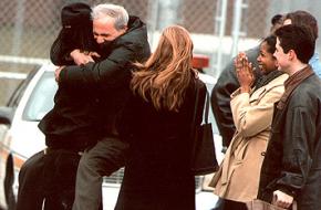 Professor David Protess and other members of the Innocence Project celebrating with Anthony Porter after he was exonerated in 1999