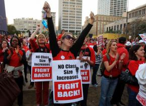 UTLA members protest the attack on public schools