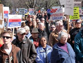 Michigan workers and students protest Gov. Rick Snyder's radical austerity measures