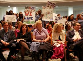 Students and faculty from Bronx Academy Senior High pleading at the PEP meeting for their school to be kept open