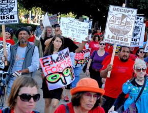 Participants in Occupy LAUSD on the march