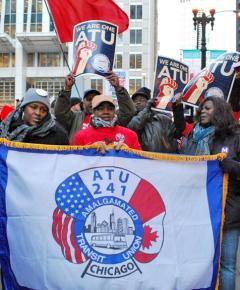 Chicago transit workers march with Occupy Chicago against budget cuts and concession demands