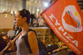 SYRIZA supporters celebrate on the night of the elections on May 6