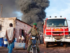 Smoke billows after a French air strike in Mali