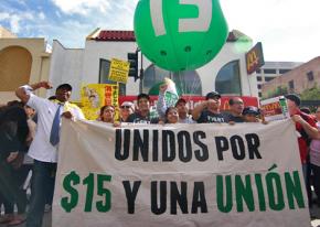 Low-wage workers rally in Los Angeles a $15 an hour minimum wage