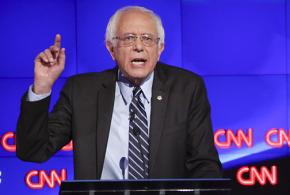 Bernie Sanders joins fellow Democratic presidential contestants in a debate