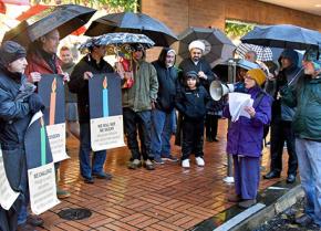 Members of Occupation-Free Portland at a demonstration