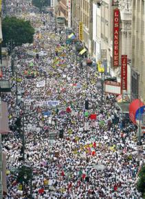 The streets of Los Angeles overflowed with demonstrators for immigrant rights