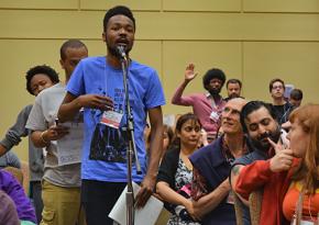 In line to contribute to the discussion at Socialism 2016