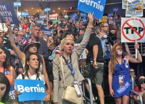 Sanders supporters at the Democratic convention in Philadelphia