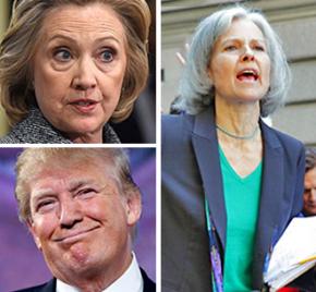 Presidential candidates Hillary Clinton, Donald Trump and Dr. Jill Stein