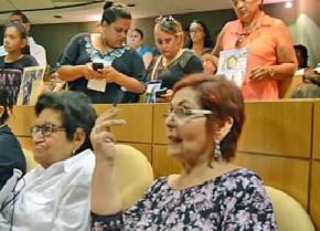 Human rights activist Miriam Elizabeth Rodríguez (center foreground) speaks up for family members of the disappeared