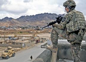 U.S. troops patrol in Farah City, Afghanistan