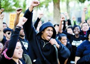 Students marching against racist hate crimes at University of California, San Diego last spring