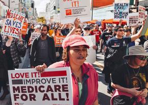 Protesters take to the streets of Los Angeles to demand a single-payer health care system