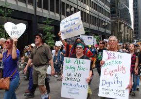 Marching against racism in Chicago on August 27