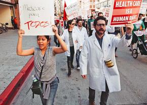 Protesters hit the streets in Los Angeles for single-payer health care