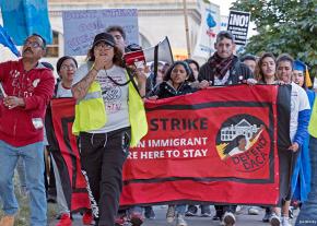 Protesters march to defend DACA following news of the Trump administration's repeal