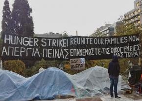 Refugees on hunger strike in Athens' Syntagma Square