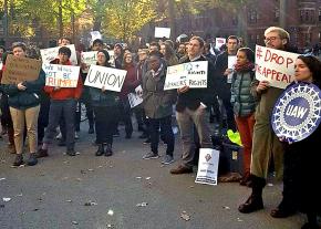 Graduate workers rally for fair union elections at Harvard University