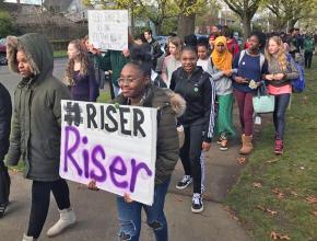 Ockley Green Middle School students walk out in support of their teachers