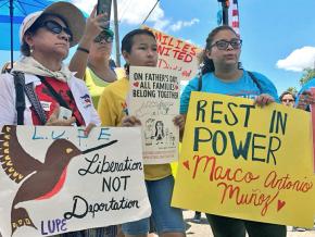 Protesters demand an end to family separation and child detention in McAllen, Texas