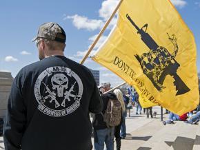 NRA supporters rally outside the Minnesota state Capitol against gun control legislation
