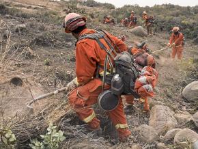 Prisoners at work during the Thomas Fire outside Santa Barbara, California