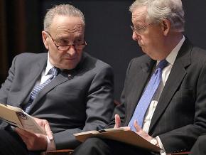 Senate Minority Leader Chuck Schumer (left) and Majority Leader Mitch McConnell
