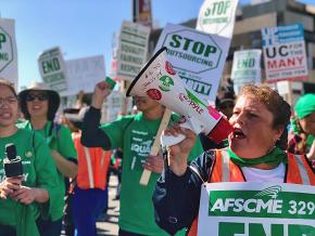 Striking workers demand a living wage and job security at the University of California