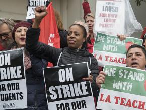 Striking teachers rally at Hamilton High School in Los Angeles